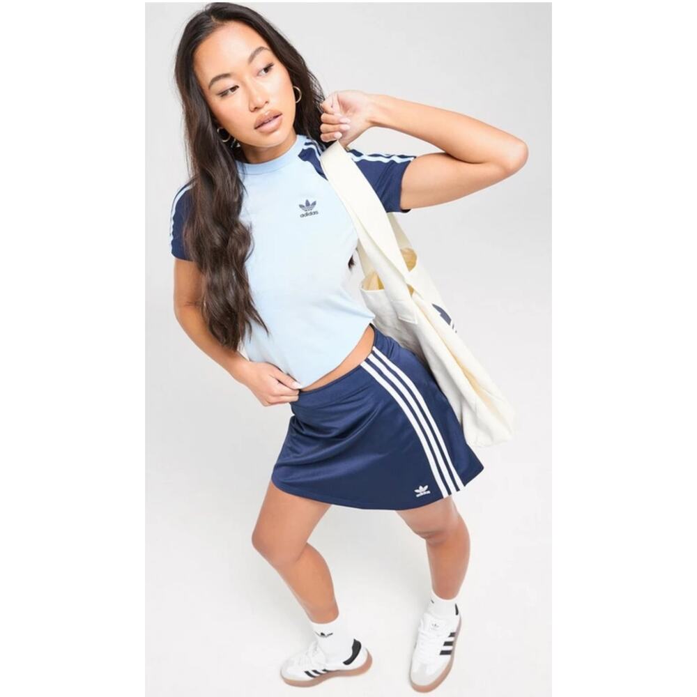 NEW ADIDAS ORIGINALS Adicolor 3-Stripe Mini Skirt Size LARGE Night Indigo Blue